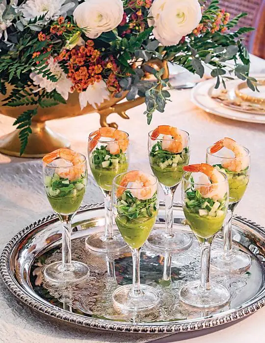 Shrimp-Topped Avocado & Cucumber Microgreen Salads