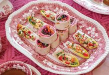 Beet Hummus Roll Ups