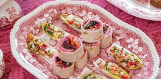 Beet Hummus Roll Ups