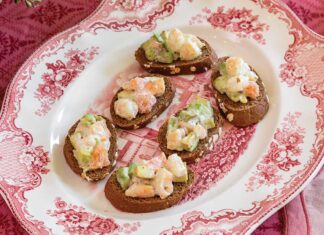 Shrimp, Pink Grapefruit & Avocado Canapés