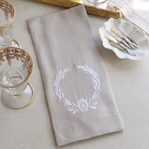 Victoria X Arte Italica Laurel Wreath Hand Towel - Flax