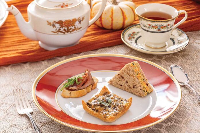 Herbed Goat Cheese, Carrot & Sweet Potato Tea Sandwiches