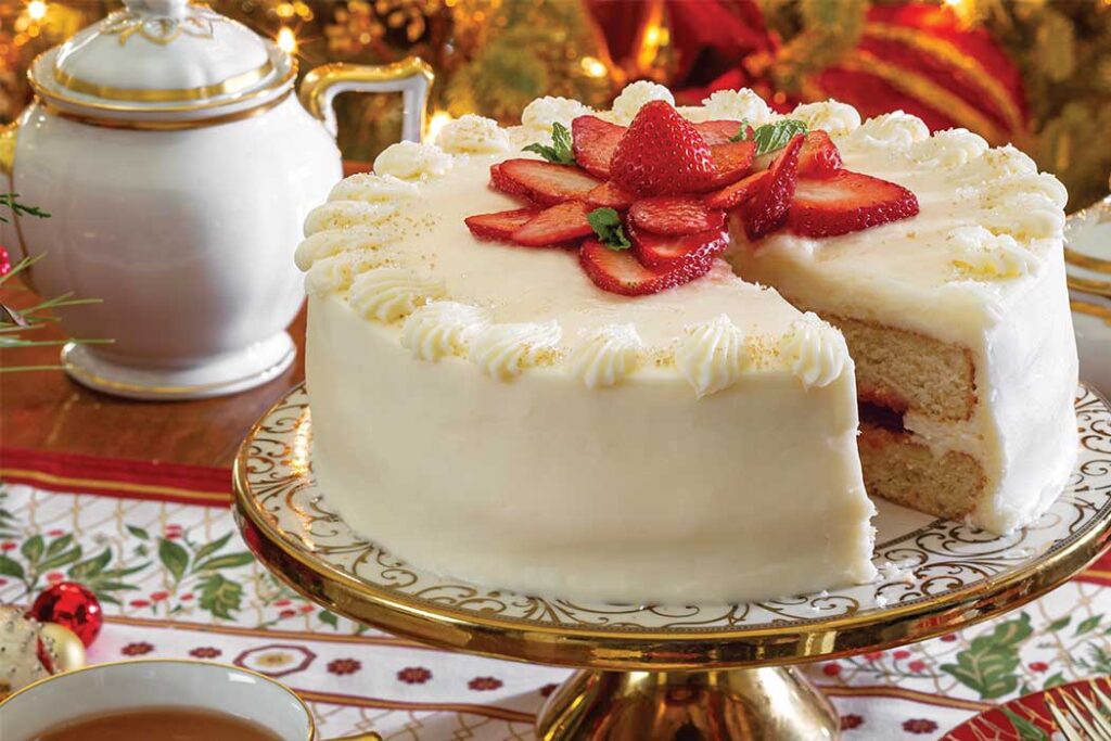 Strawberry-filled Champagne Cake