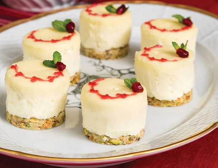 White Chocolate & Pomegranate Cheesecakes
