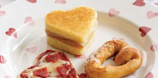 “Heart-tea” Grilled Cheese & Prosciutto Sandwiches