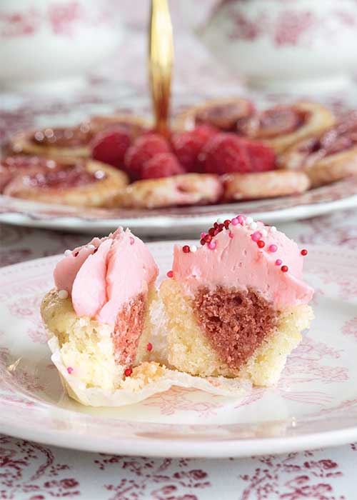Hidden Hearts Cherry-Almond Cupcakes