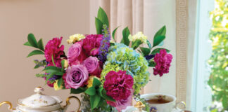 Complement the natural beauty of fresh spring flowers placed on a tea table with the distinguished allure of Rosenthal-Continental’s Belrose teapot.