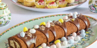 chocolate-peanut butter banana roulade