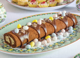 chocolate-peanut butter banana roulade