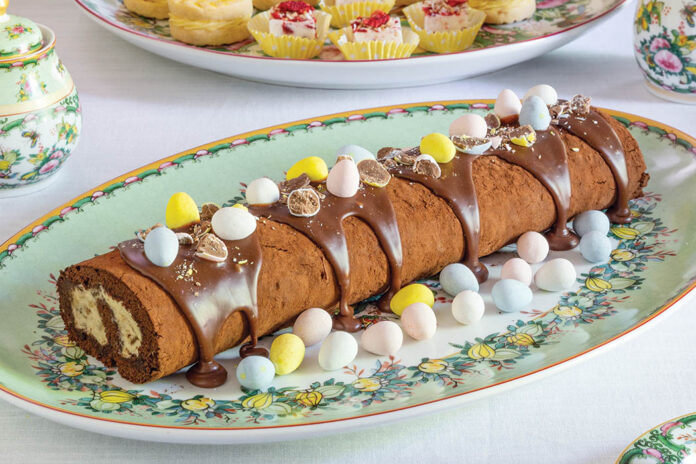chocolate-peanut butter banana roulade