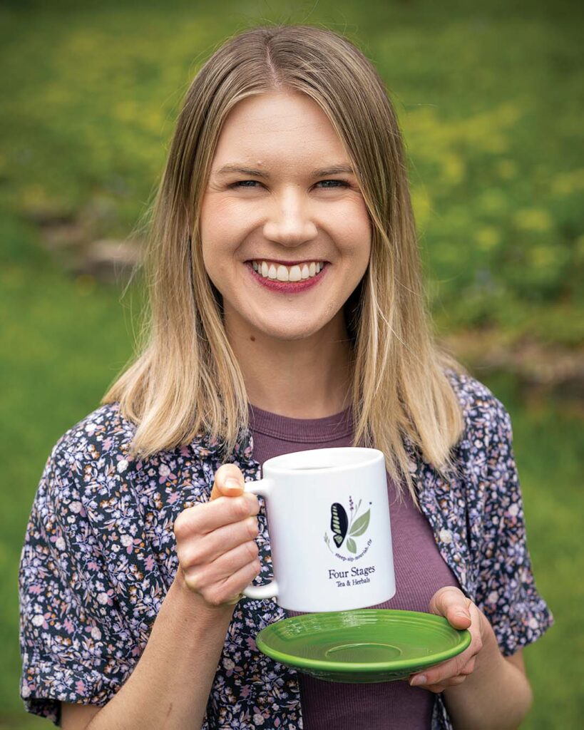 Jenna sips one of her favorite teas.