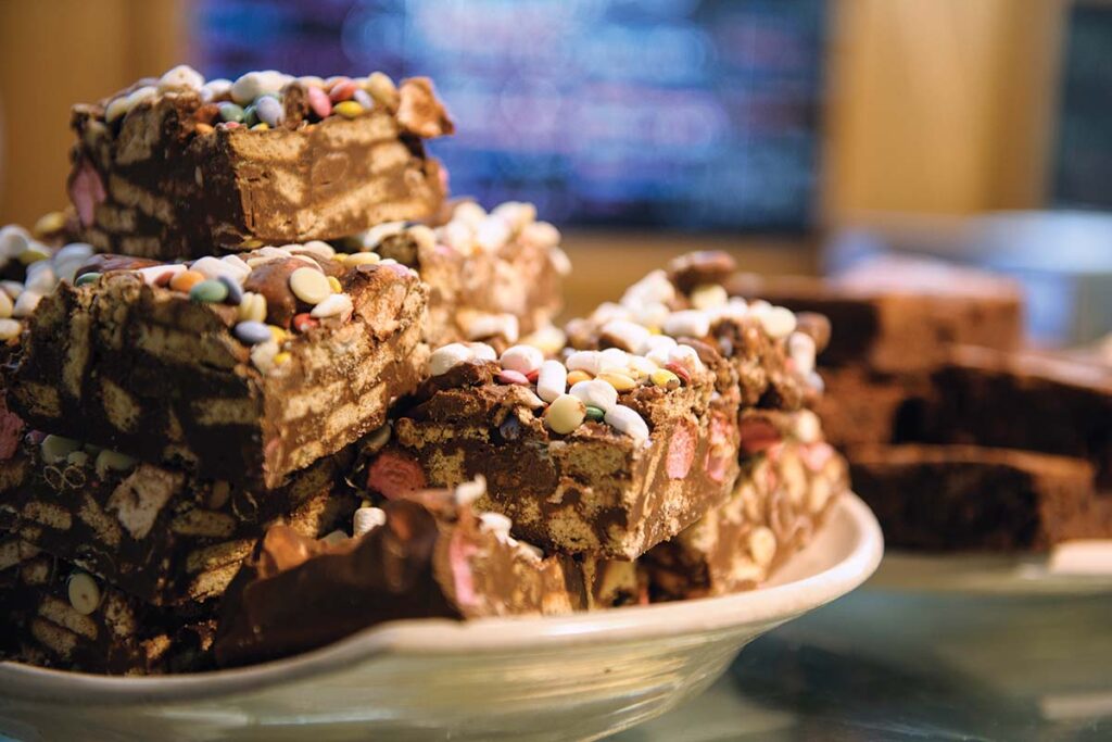 You can sample chocolate in the teahouse or stop by the expansive on-site gift shop to purchase their mouthwatering delicacies, including raspberry, blood orange, and ginger and honey flavors.