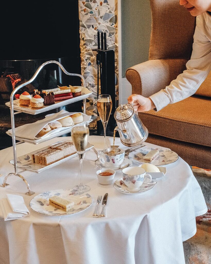 Afternoon tea is served in the drawing room. Photograph Courtesy of Coworth Park
