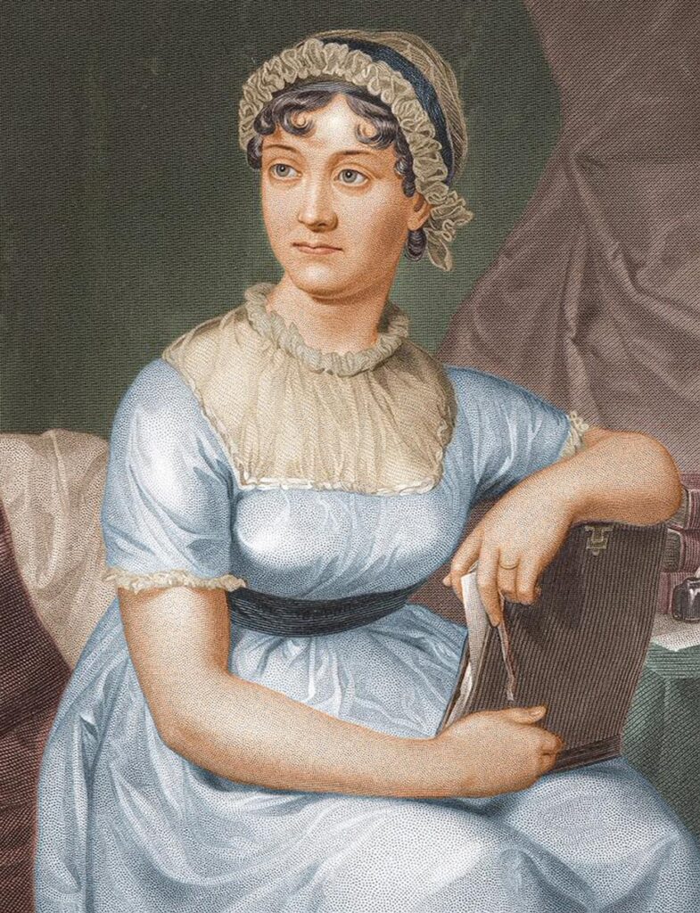 Class distinctions of Regency England are made evident in the novels of Jane Austen, as she uses the recurring theme of tea drinking to bring the sexes together. The term “tea things,” meaning the kettle, teapot, cups, spoons, and tea caddy, is sprinkled throughout her writings.