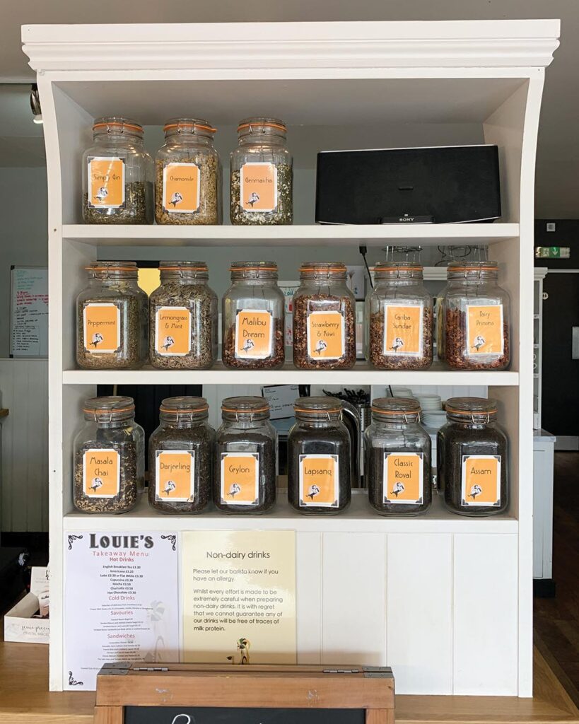 Louie’s loose-leaf teas are also available for purchase. Photograph by Jane Pettigrew