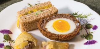 Lamb Bridies, Scotch Eggs, and Ham & Piccalilli Tea Sandwiches