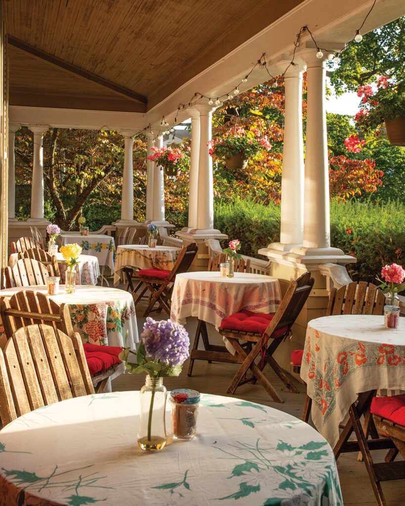 When weather permits, afternoon tea is served on the large wraparound porch.