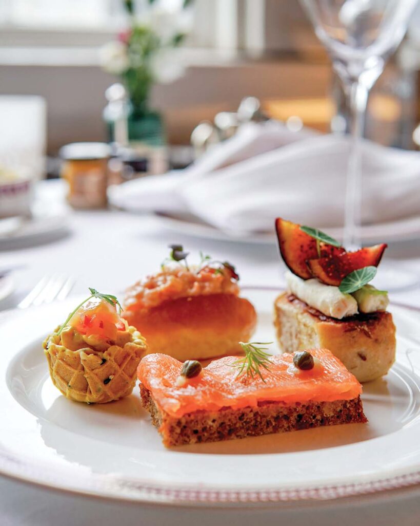 The beautifully presented sandwich course features creative takes on traditional flavors. Photograph Courtesy of Cashel Palace Hotel.