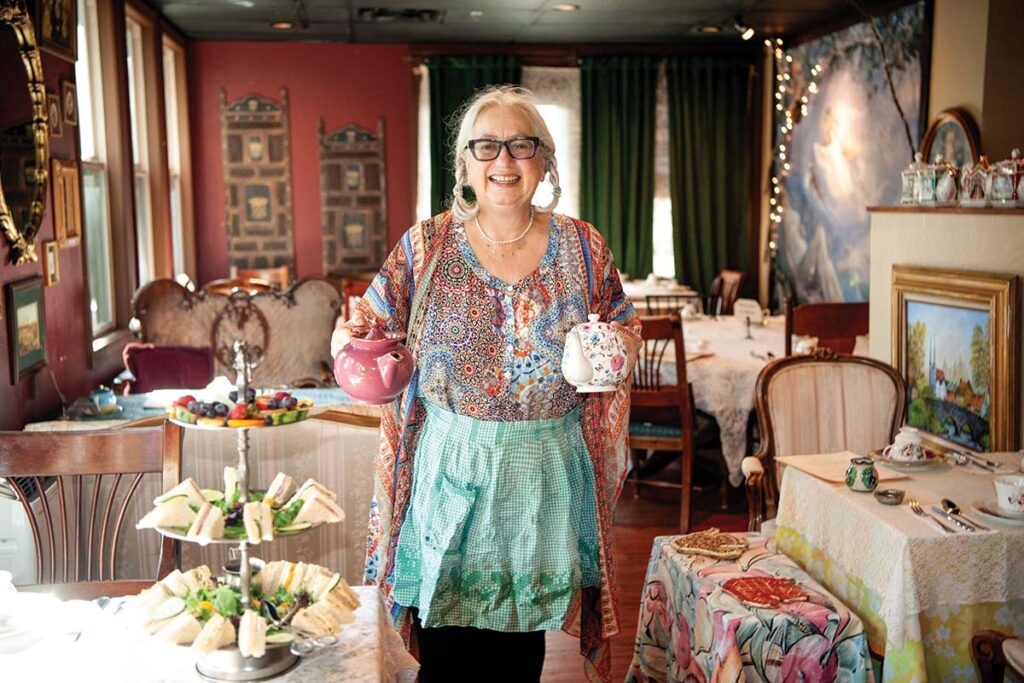 The tearoom’s cheerful owner, Muna Nash, loves whimsy.