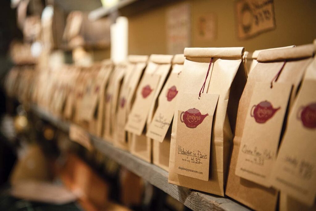 More than 50 teas are served, including Lovejoy’s blends, such as Scottish Carmel Pu-erh, Midnight in Paris, and Ashland Fog.