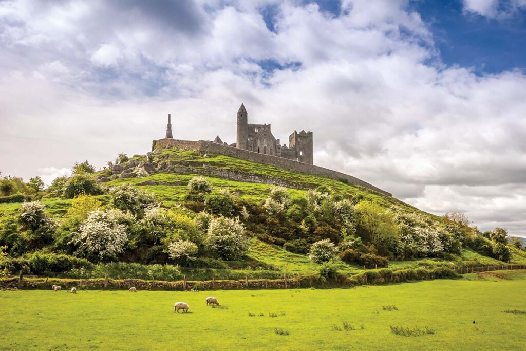 The Rock of Cashel, whose buildings date to as early as the 12th century, dominates the town’s landscape. Photograph Courtesy of Tourism Ireland.
