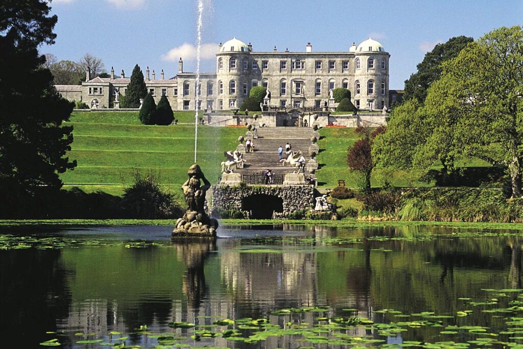 Life-size winged horses watch over Triton Lake. Photograph Courtesy of Fáilte Ireland.
