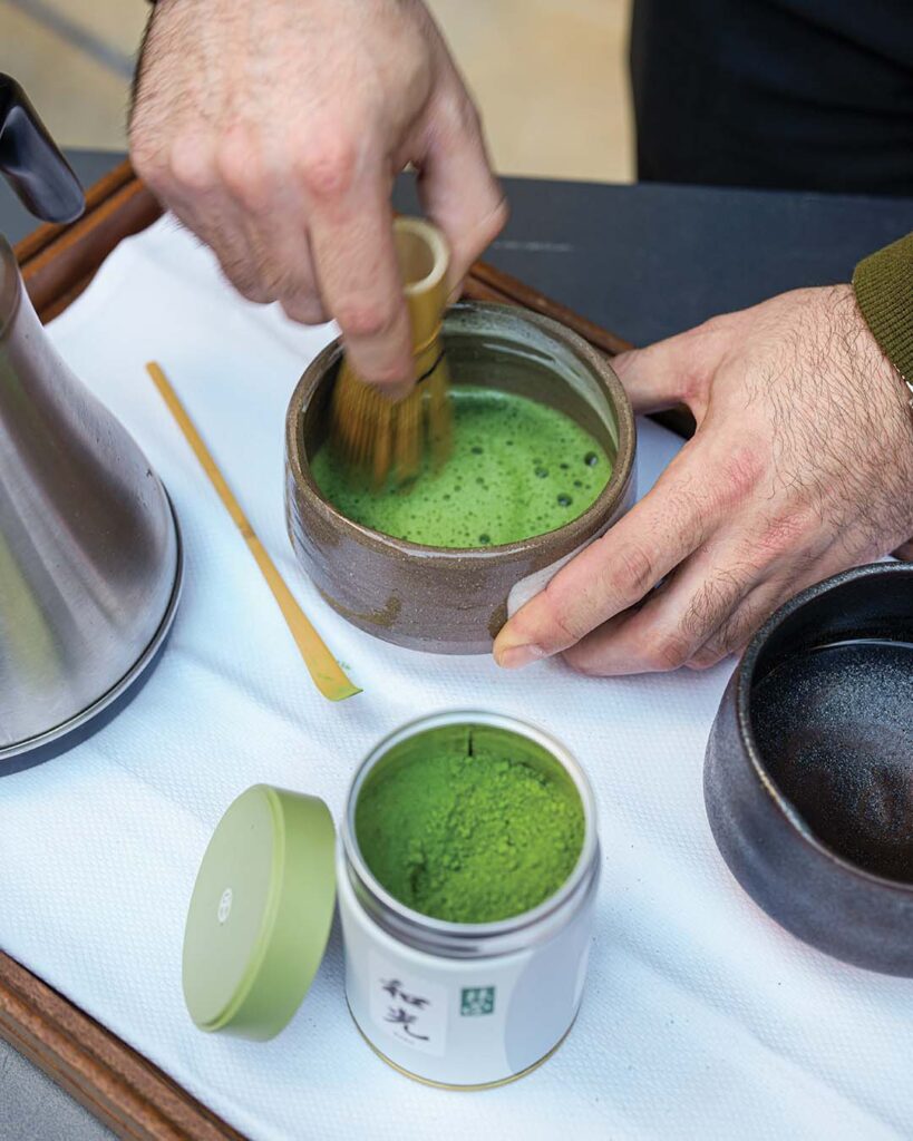 Tearoom general manager AJ Memmo prepares matcha tableside.