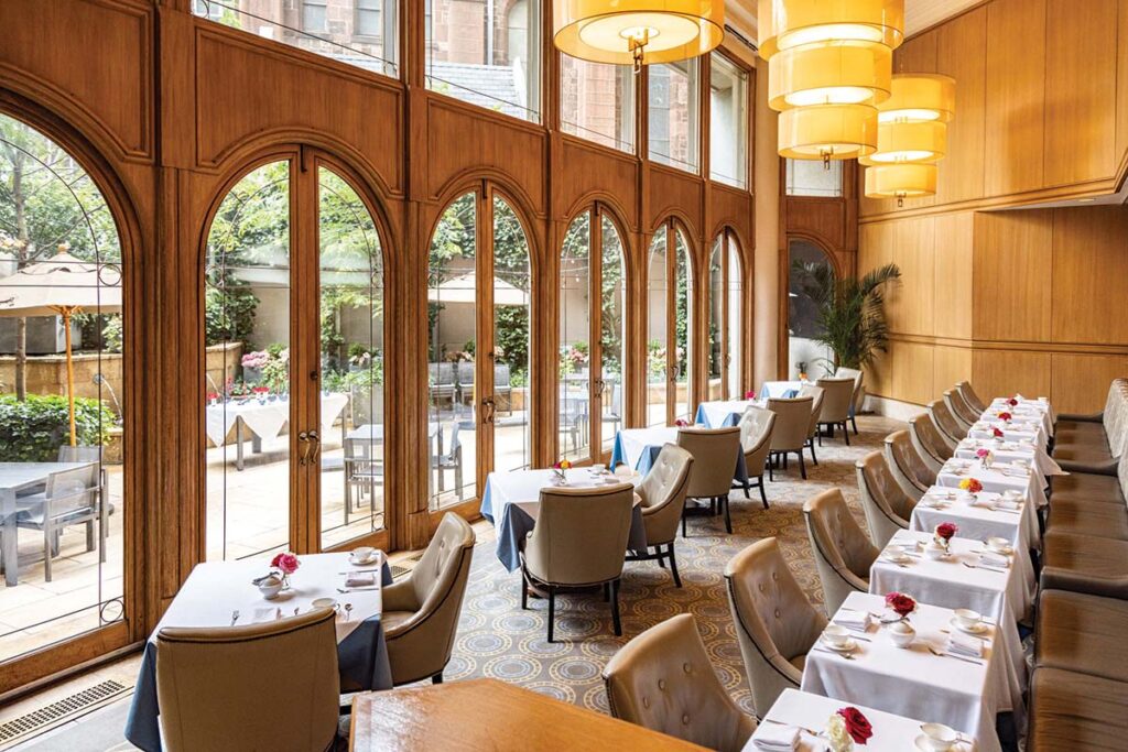 The tearoom is modern, yet elegant.