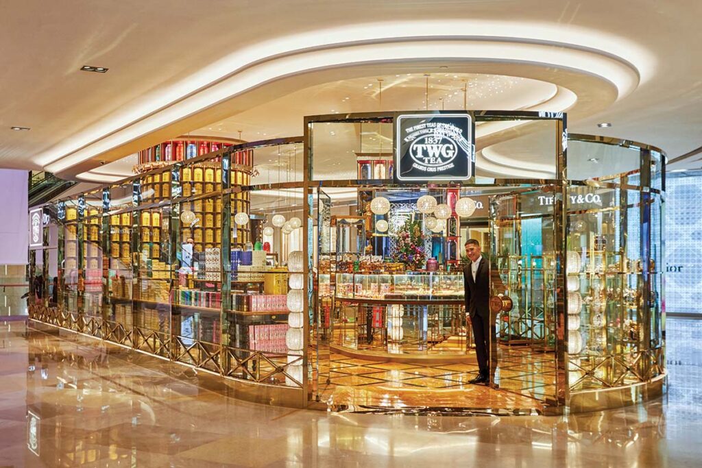 TWG’s tea boutiques invite shoppers to splurge on themselves a little with a rainbow variety of flavors—and attractive metal tea canisters.