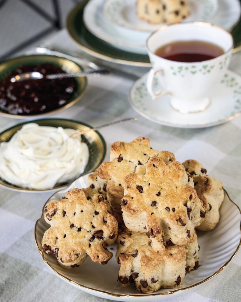irish tea and shamrock scones