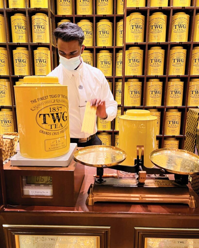 Trained at TWG’s Tea Institute, the shops’ charming clerks will measure out your tea the old-fashioned way on antique-like scales. Their signature 1837 blend is a black tea with floral and fruity accents.
