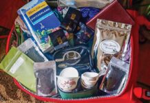 travel bag filled with tea