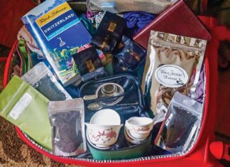 travel bag filled with tea