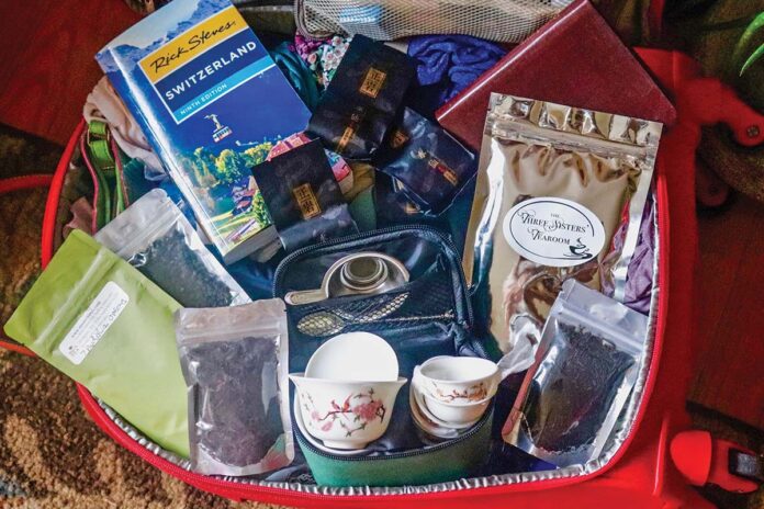 travel bag filled with tea