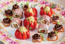 Sweet Potato & Steak Canapés, Italian Roll-Ups, Salmon-Stuffed Tomatoes